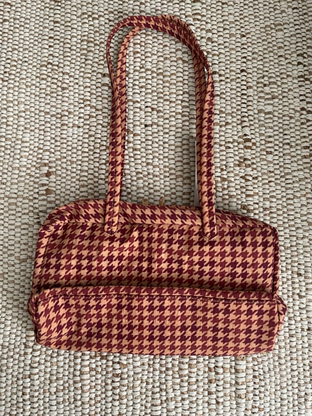 Baggu Regular Nylon Bowler Tan Houndstooth - Picture 2 of 3
